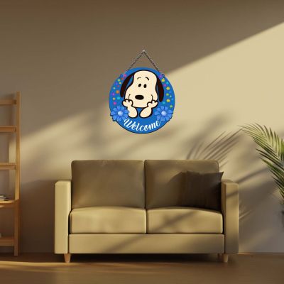 Wooden Snoopy Theme Welcome Hanging Sign | Front Door & Entryway Decoration  Items For Home  Welcome Home Wall Hanging |Door Hanging